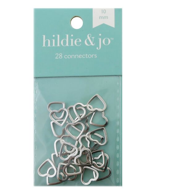 10mm Silver Metal Heart Connectors 28pk by hildie & jo