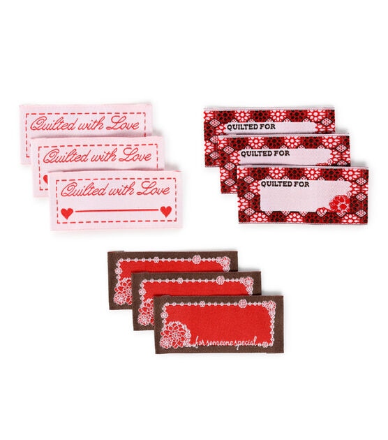 Sew-On Woven Quilt Labels, 9 pc, Red & White, , hi-res, image 3