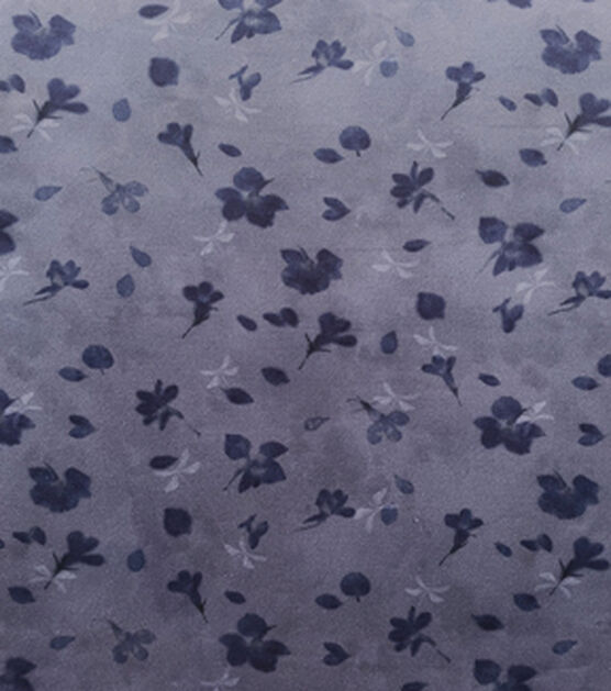 Blue Tonal Ditsy Floral 7oz Denim Fabric, , hi-res, image 1