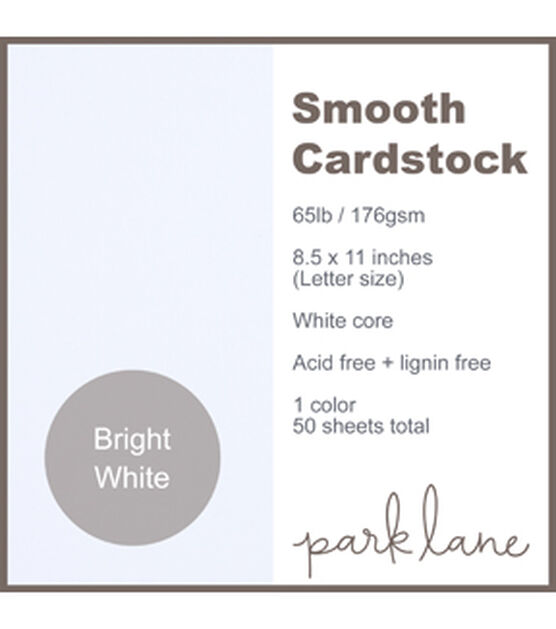 50 Sheet 8.5" x 11" White Core Cardstock Paper Pack by Park Lane, , hi-res, image 3