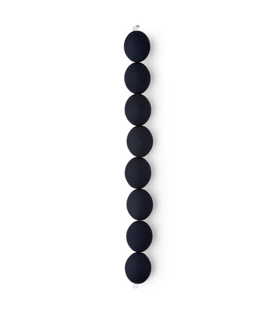 7" Matte Black Lentil Plastic Strung Beads by hildie & jo, , hi-res, image 2