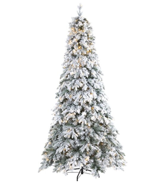 Nearly Natural 8' Clear Pre Lit Flocked Vermont Pine Christmas Tree