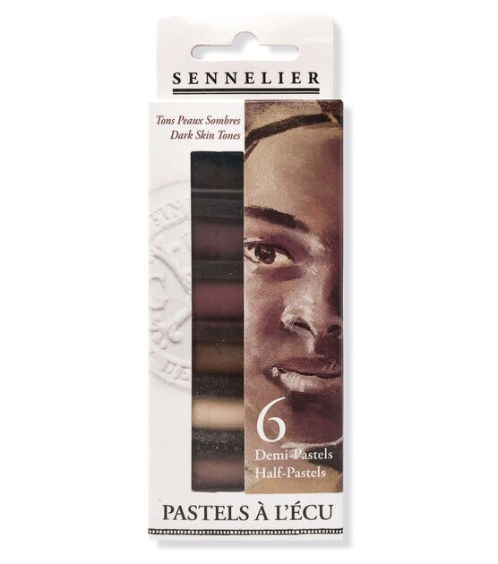 Sennelier Extra-Soft Half-Pastel 6-Stick Set, 1-1/4" x 1/2", Dark Tones