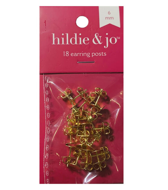 6mm Gold Metal Glue On Earring Posts 18pk by hildie & jo