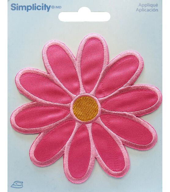 Simplicity Embroidered Pink Daisy Iron On Patch