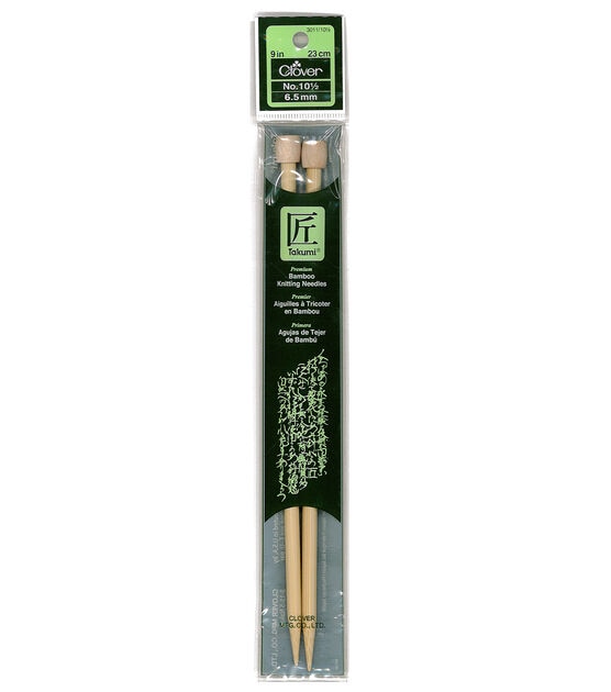 Clover 9" Bamboo Size 10.5 Single Point Knitting Needle Set