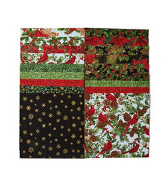 Hi Fashion 10 Traditional Christmas Cotton Fabric Squares 42ct