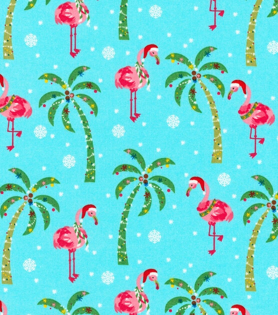 Robert Kaufman Tree & Flamingo Jingle Christmas Cotton Fabric