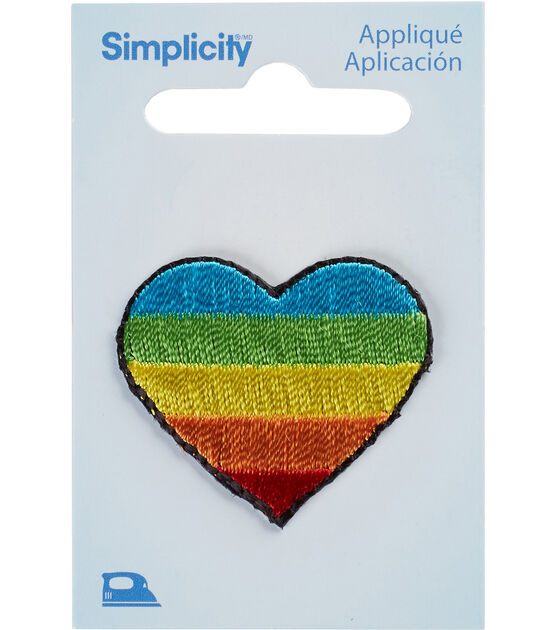 Simplicity 1.5 Rainbow Heart Iron On Patch
