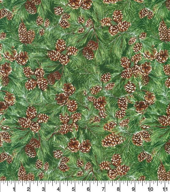 Robert Kaufman Watercolor Pinecone Christmas Cotton Fabric, , hi-res, image 2