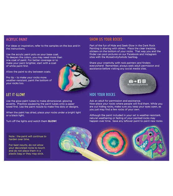 Creativity for Kids Glow in the Dark Rock Painting Kit - Painting Rock –