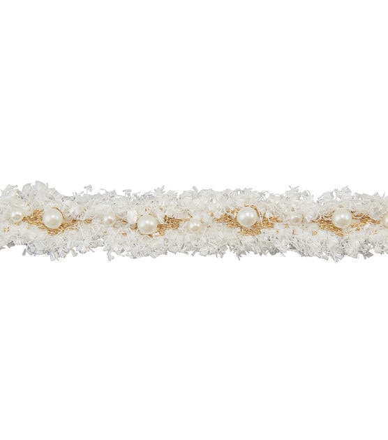 West Village Crafts Sew on Feather Trim with Pearls 1'', , hi-res, image 2