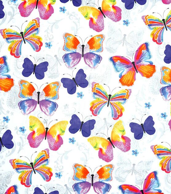 Large Butterflies Novelty Cotton Fabric
