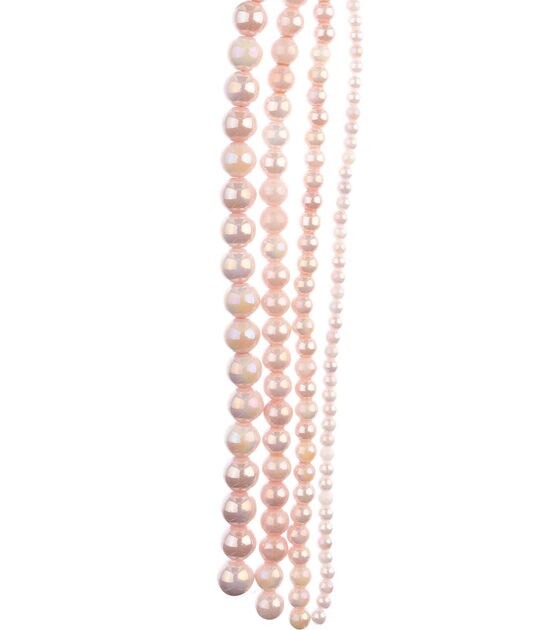 7" Light Pink Luster Multi Strand Round Glass Pearl Beads by hildie & jo, , hi-res, image 3