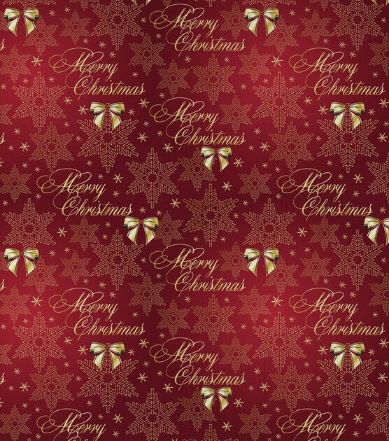 David Textiles Classic Greetings & Snowflakes Christmas Cotton Fabric, , hi-res, image 2