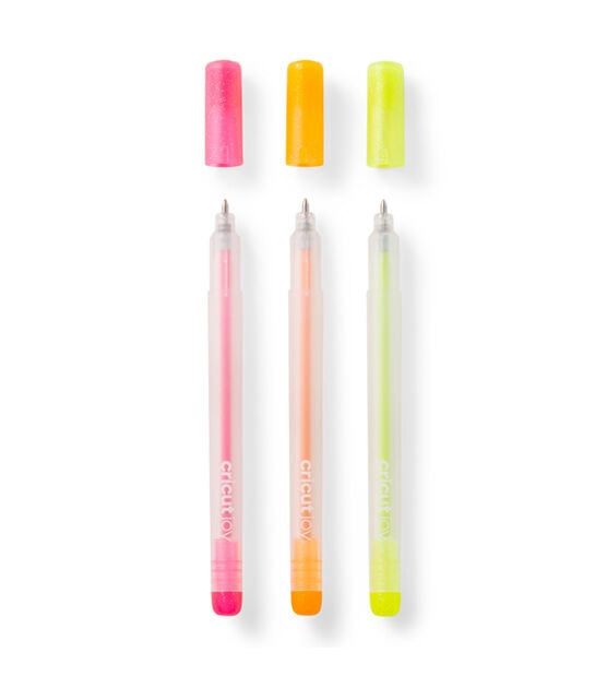 Cricut Joy 0.8mm Neon Glitter Gel Pens 3ct, , hi-res, image 2