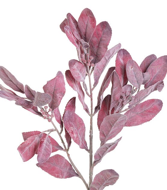 26" Burgundy Flocked Lamb's Ear Stem by Bloom Room, , hi-res, image 2