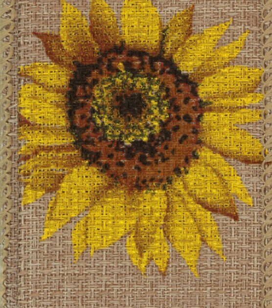 Offray Burlap Ribbon 2 1/4"x9' Sunflowers