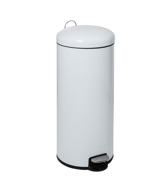 Honey Can Do 30 Liter White Steel Retro Round Step Trash Can