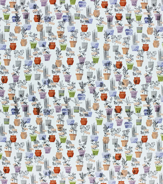 Potted Herbs Cotton Canvas Home Decor Fabric