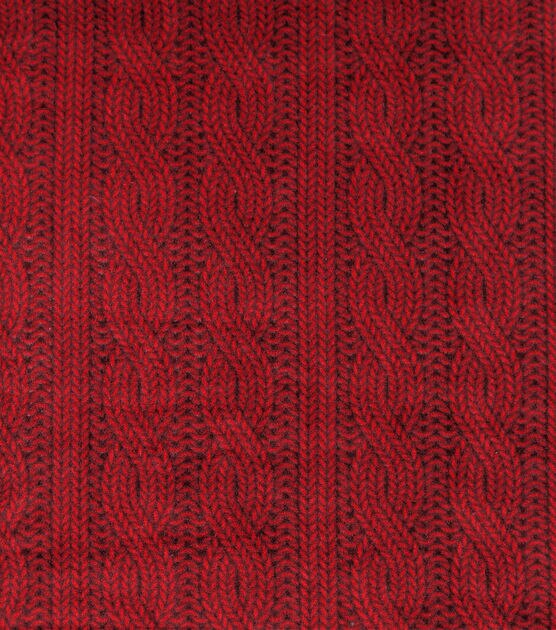 Red Cable Knit Anti Pill Fleece Fabric