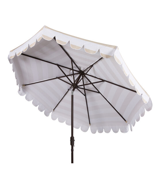 Safavieh 9' Maui Beige & White Scallop Button Tilt Patio Umbrella, , hi-res, image 4