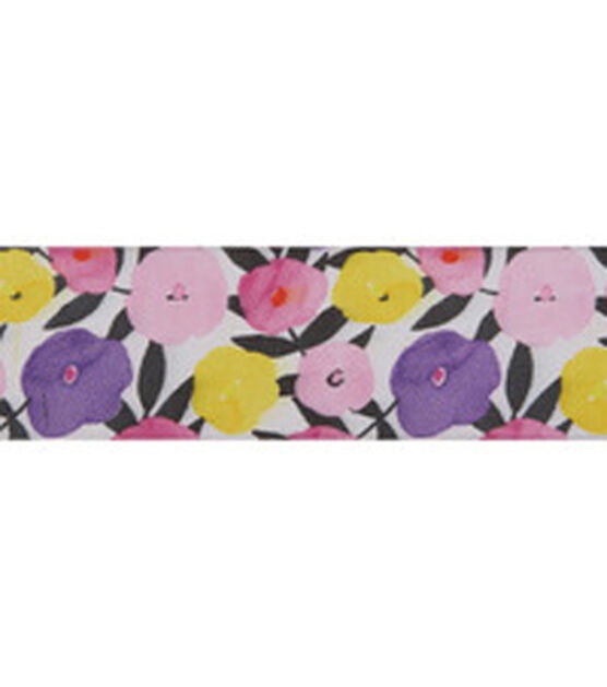 Offray 2.25"x9' Wild Orchid Wired Edge Floral Satin Wired Edge Ribbon, , hi-res, image 4