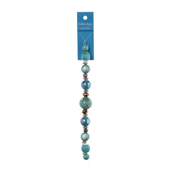 7" Turquoise Plastic & Blue Cotton Covered Beads by hildie & jo