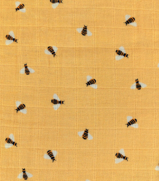 Bees on Yellow Swaddle Nursery Fabric by Lil' POP!