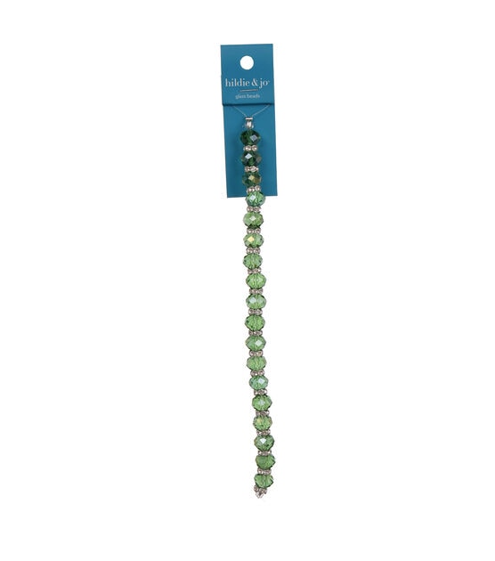 7" Green Rondelle Crystal Bead Strand With Metal Spacers by hildie & jo