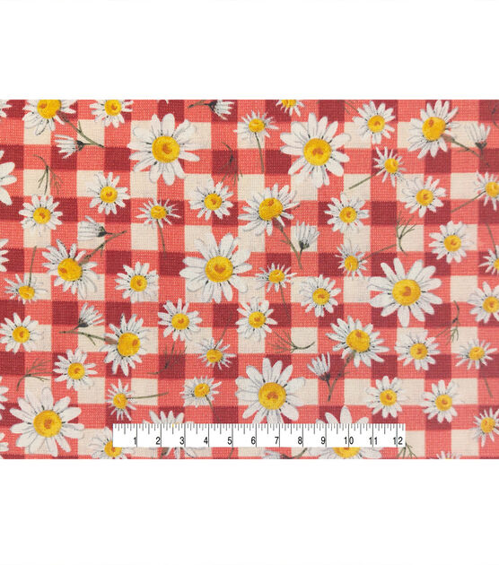 Daisies on Orange Checks Quilt Cotton Fabric by Keepsake Calico, , hi-res, image 4