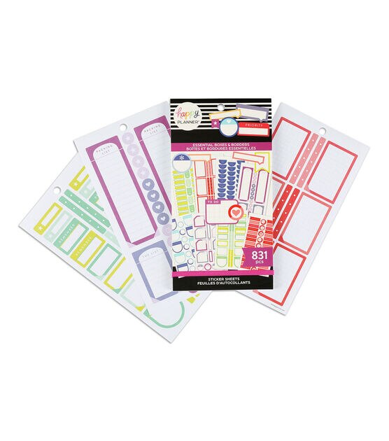 831pc Essential Boxes & Borders Happy Planner Stickers, , hi-res, image 2
