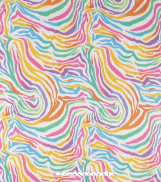 Rainbow Zebra Blizzard Fleece Fabric, , hi-res, image 4