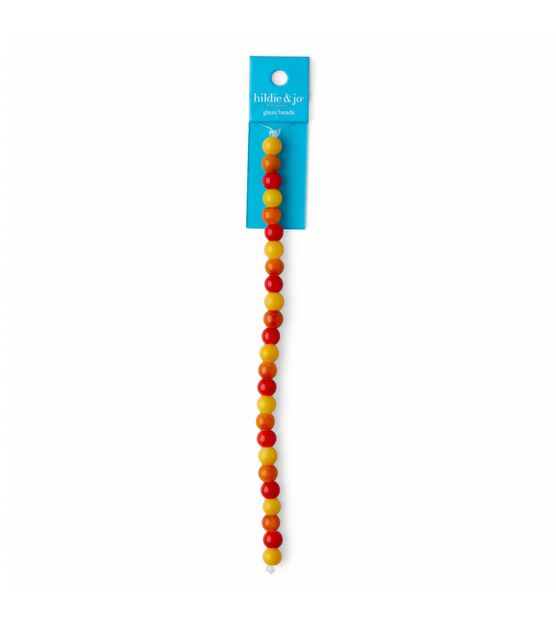 7" x 8mm Orange Round Glass Strung Beads by hildie & jo
