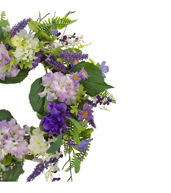 Northlight 26" Spring Purple Hydrangeas & Green Wreath, , hi-res, image 3