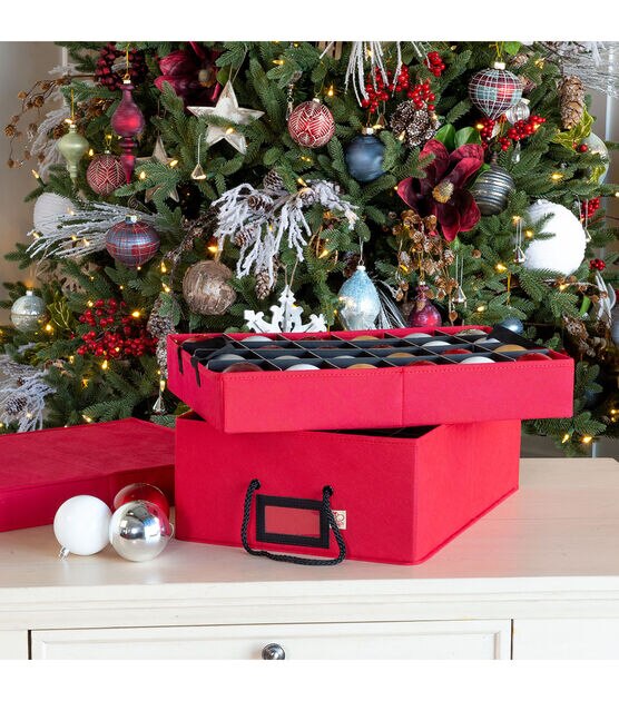Santa's Bags Red Two Tray 48 Ornament Storage Box, , hi-res, image 8