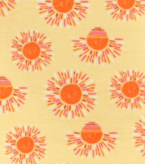 Bright Suns on Yellow Anti Pill Fleece Fabric