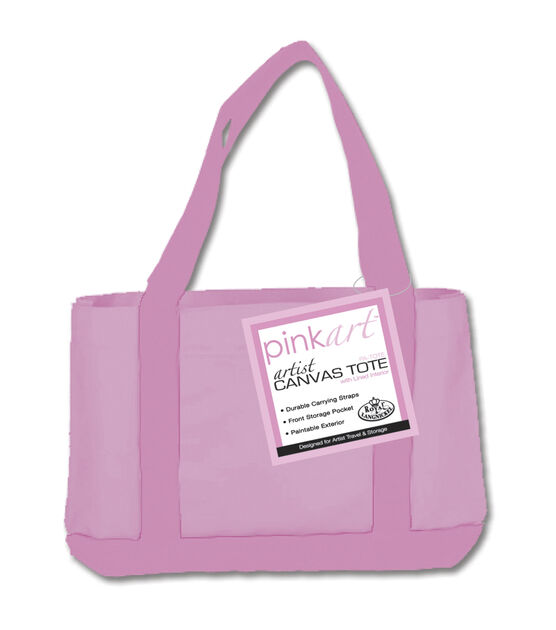 Royal Brush Pink Art Artist Canvas Tote 17"X12"