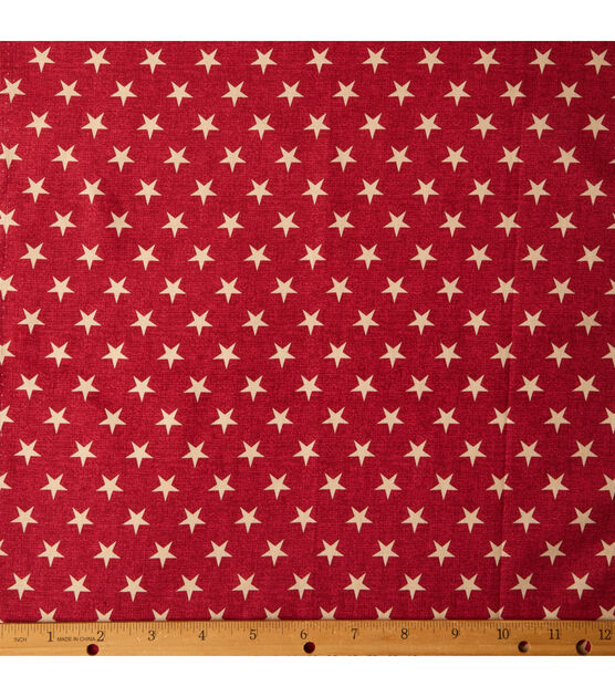Rustic Stars on Red 43'' Patriotic Cotton Fabric, , hi-res, image 2
