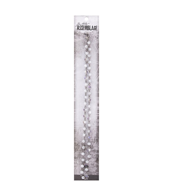 Tim Holtz Assemblage 18" Silver Chain Smoke Iridescent Beads