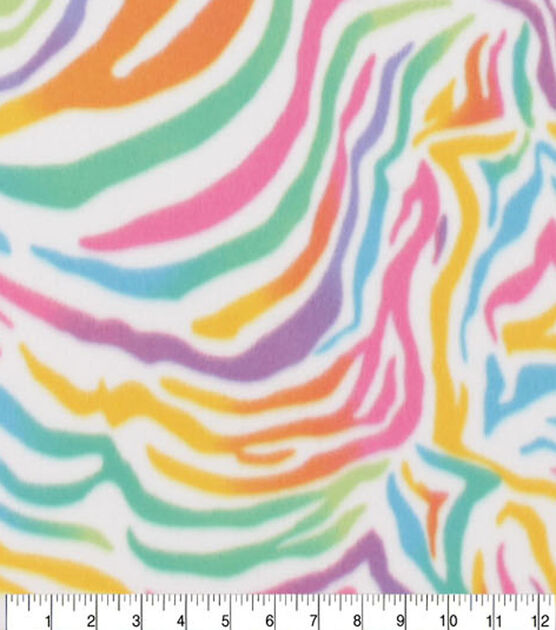 Rainbow Zebra Blizzard Fleece Fabric, , hi-res, image 3