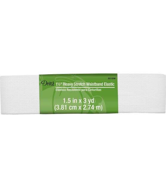 Dritz 1-1/2" Heavy Stretch Waistband Elastic, White, 3 yd