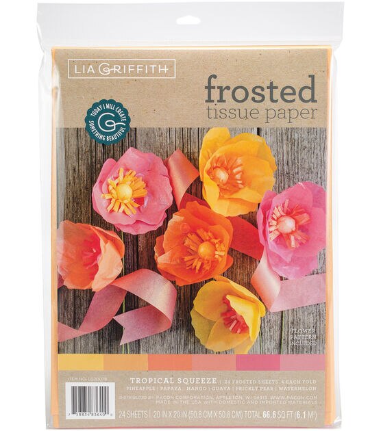 Lia Griffith 24 pk 20''x20'' Frosted Tissue Papers Tropical Squeeze