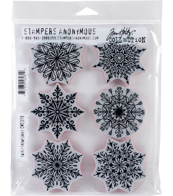Stampers Anonymous Tim Holtz Cling Stamps Swirly Snowflakes