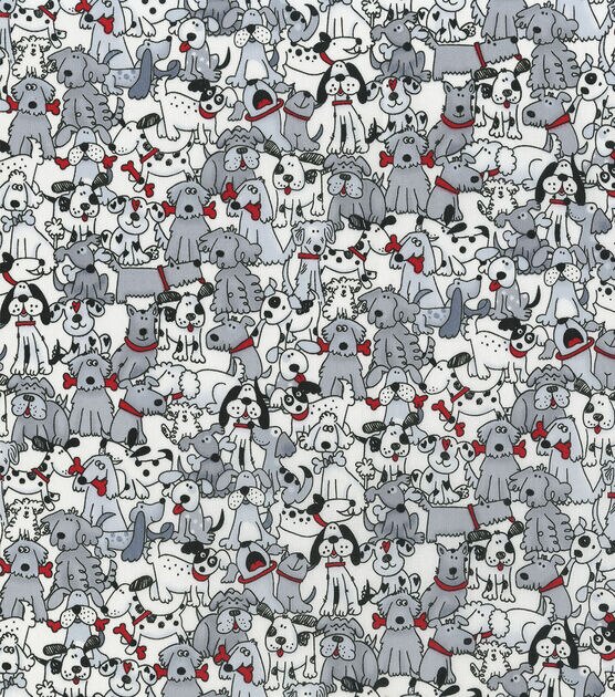 Hi Fashion Playful Pups with Bones Novelty Cotton Fabric