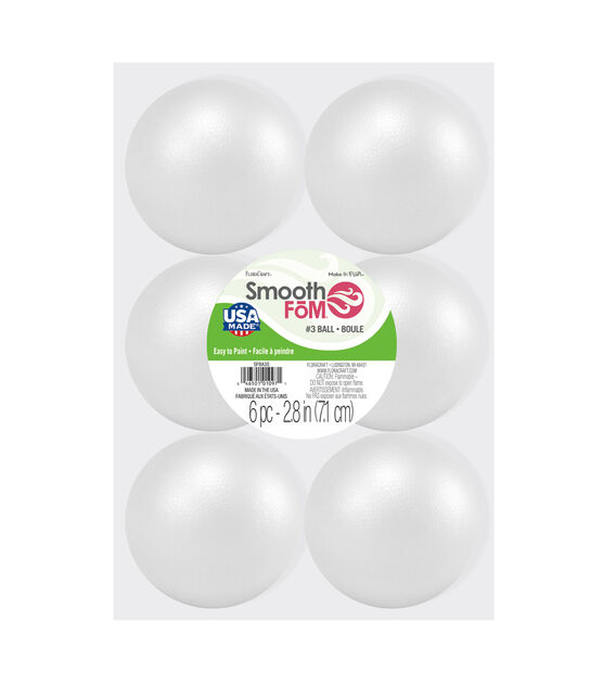 Smooth Foam 3" White Foam Balls 6ct