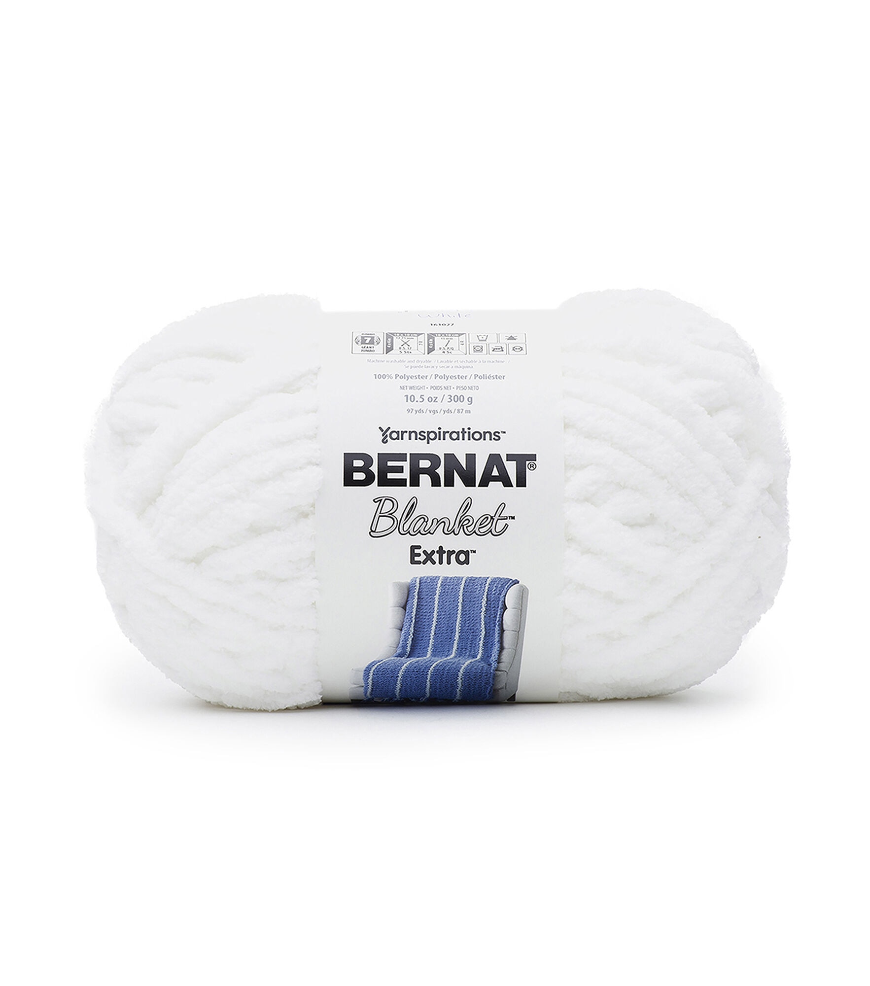 Bernat Blanket Extra 97yds Jumbo Polyester Yarn, White, hi-res