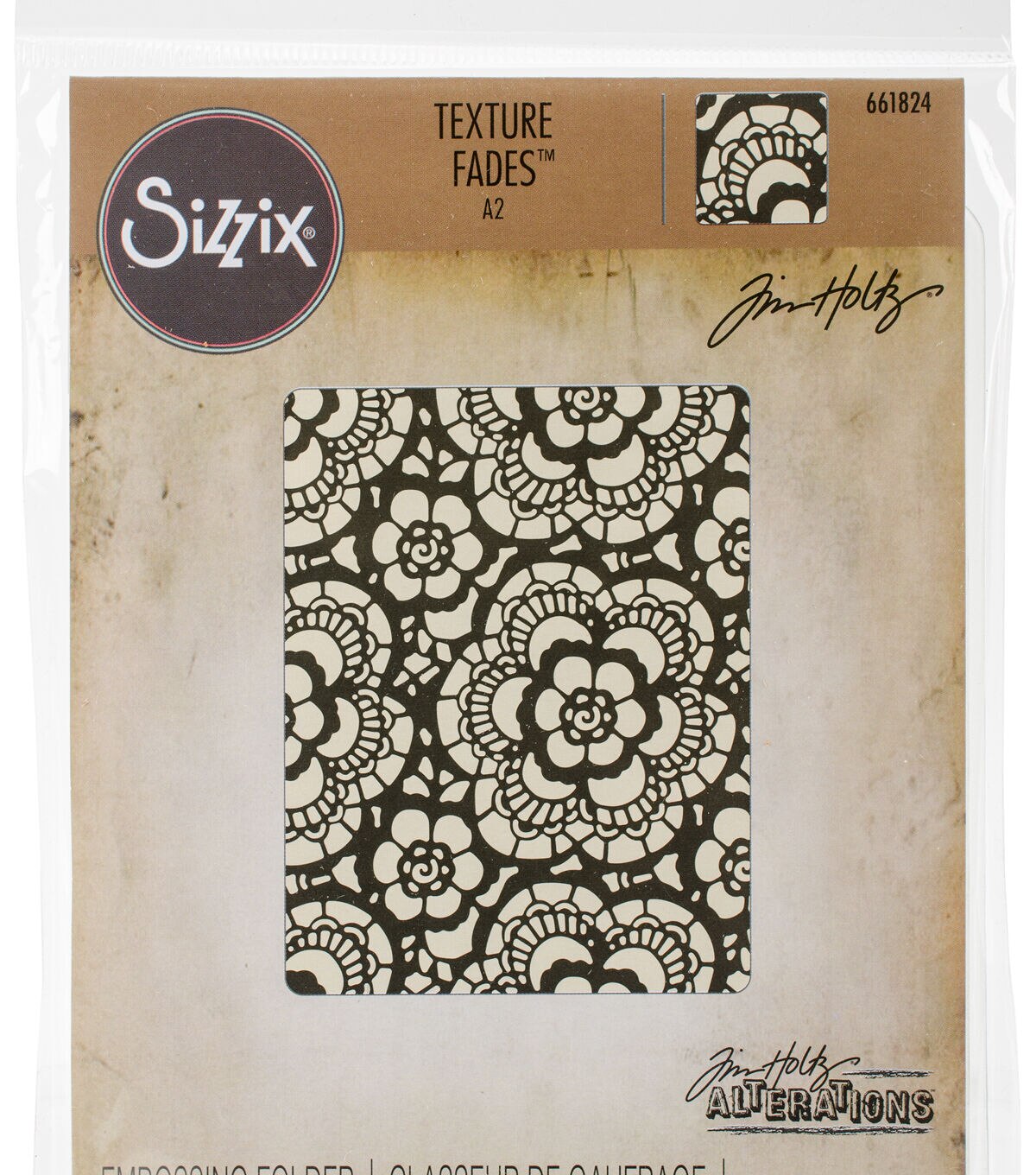 Tim Holtz Sizzix 3D Texture Fades Embossing Folders Botanical and Mechanics 2 item bundle 