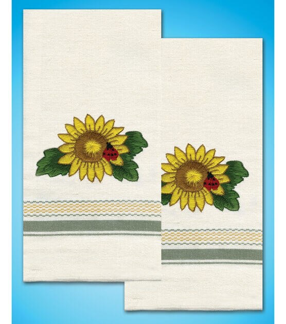 Tobin Stamped 20" x 28" Sunflower Kitchen Towels Embroidery Kit