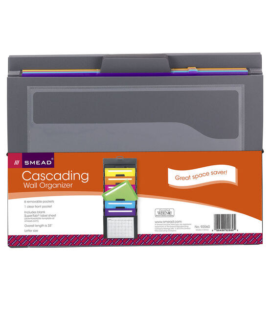 Smead 8ct Multicolor Cascading Wall Organizer With 6 Pockets